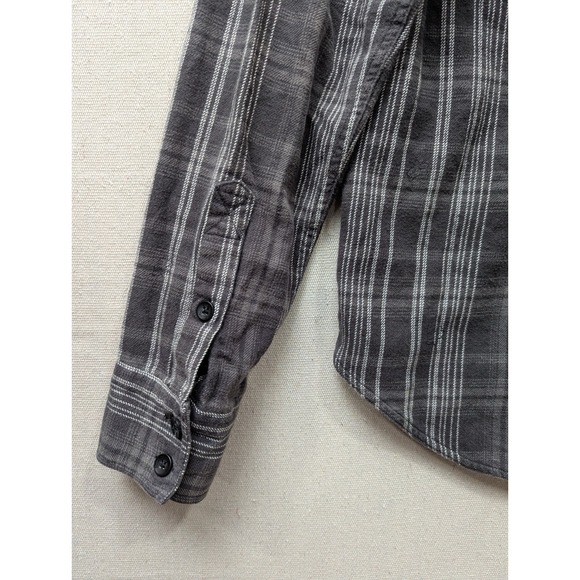 Fox Racing Plaid Button Up Shirt Gray White Stripe Long Sleeve Mens S Casual - Picture 12 of 13